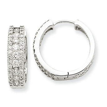 0.9 Carat 14K White Gold Diamond Hoop Earrings