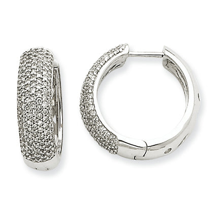 1.1 Carat 14K White Gold Diamond Hinged Hoop Earrings