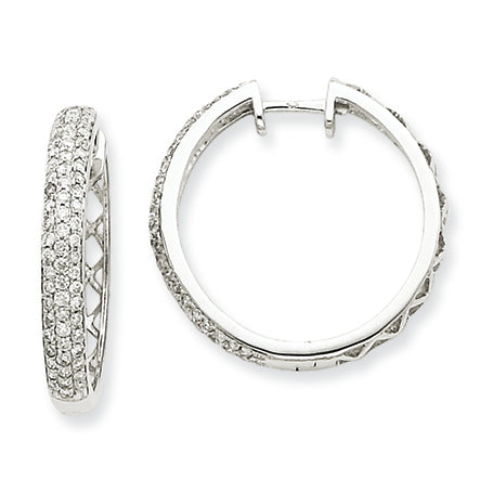 0.8 Carat 14K White Gold Diamond Hoop Earrings