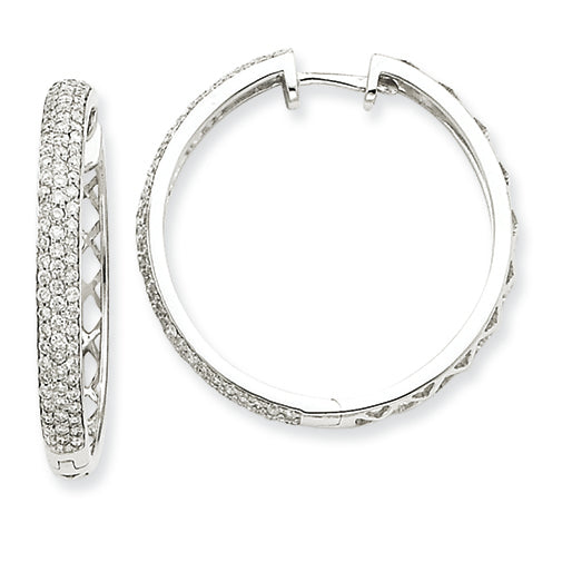 1.1 Carat 14K White Gold Diamond Hoop Earrings