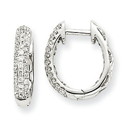0.3 Carat 14K White Gold Diamond Hinged Hoop Earrings