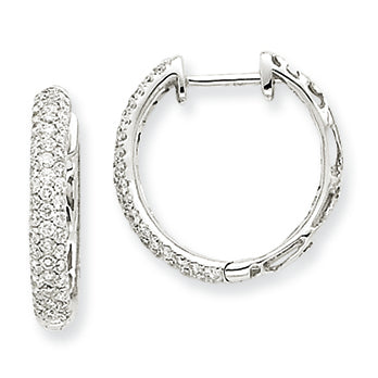 0.8 Carat 14K White Gold Diamond Hinged Hoop Earrings