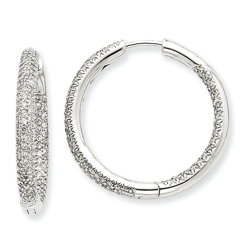 1.6 Carat 14K White Gold 1 1/2Ctw Circle Hoop Diamond Earrings