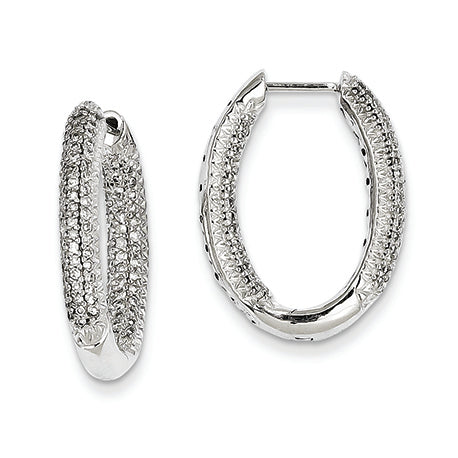 0.8 Carat 14K White Gold Diamond In - Out Hinged Hoop Earrings
