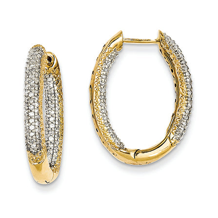 0.8 Carat 14K Gold Diamond In - Out Hinged Hoop Earrings