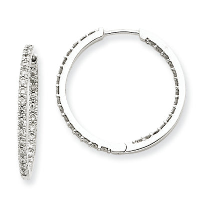 1.1 Carat 14K White Gold Diamond Hoop Earrings