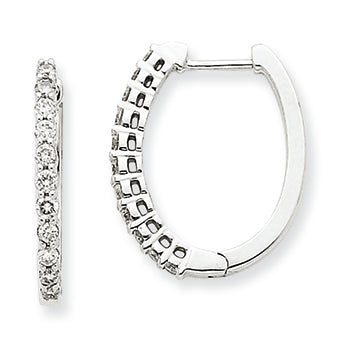 0.5 Carat 14K White Gold Diamond Hinged Hoop Earrings