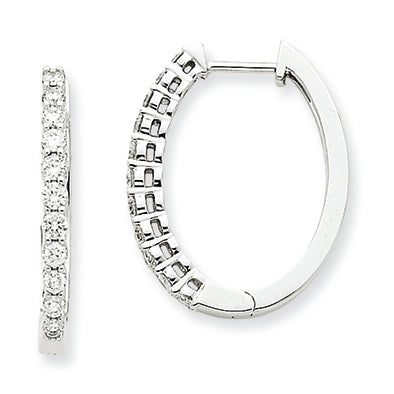 0.8 Carat 14K White Gold Hinged Hoop Earrings