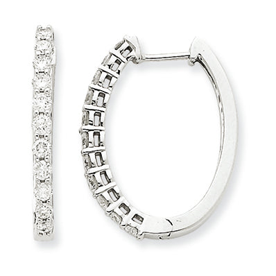 1.1 Carat 14K White Gold Hinged Hoop Earrings