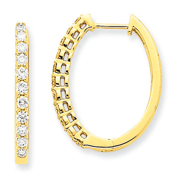 0.8 Carat 14K Gold Diamond Hinged Hoop Earrings