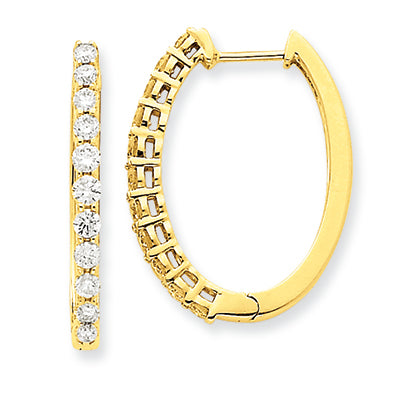 1.1 Carat 14K Gold Diamond Hinged Hoop Earrings