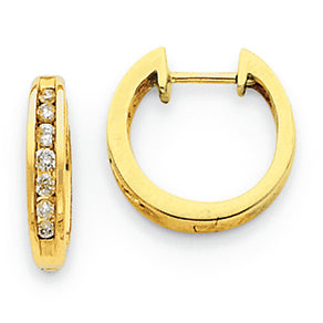 0.3 Carat 14K Gold Diamond Hinged Hoop Earrings
