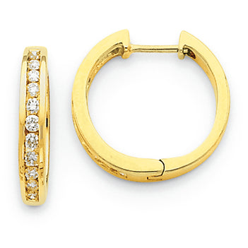 0.5 Carat 14K Gold Diamond Hinged Hoop Earrings