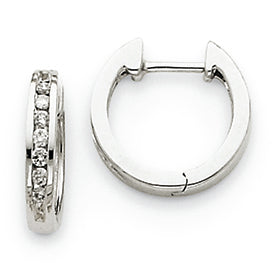0.2 Carat 14K White Gold Diamond Hinged Hoop Earrings