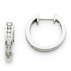 0.3 Carat 14K White Gold Diamond Hinged Hoop Earrings
