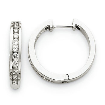 0.5 Carat 14K White Gold Diamond Hinged Hoop Earrings