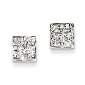 0.5 Carat 14K White Gold Princess Diamond Screwback Earrings