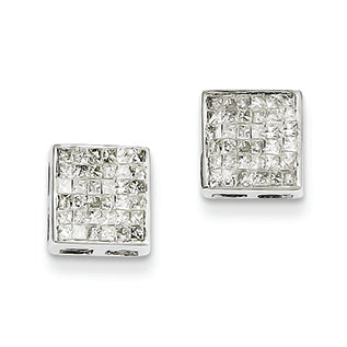 0.8 Carat 14K White Gold Princess Diamond Screwback Earrings