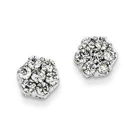 0.9 Carat 14K White Gold Diamond Cluster Screwback Earrings