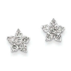 0.7 Carat 14K White Gold Diamond Flower Screwback Earrings