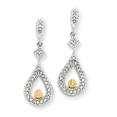 0.2 Carat 14K Gold Two-tone Diamond Teardrop Post Earrings