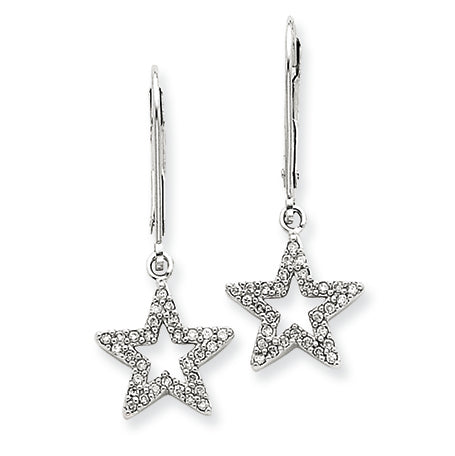 0.3 Carat 14K White Gold Diamond Star Leverback Earrings