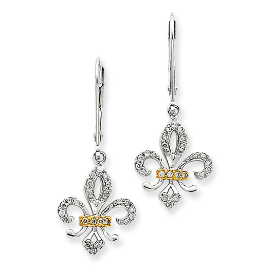 0.3 Carat 14K White Gold & Rhodium Diamond Fleur De Lis Earrings