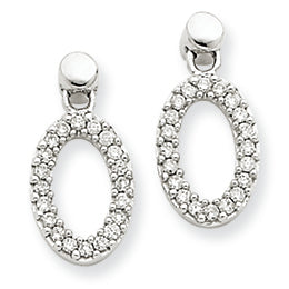 0.3 Carat 14K White Gold Diamond Oval Dangle Earrings