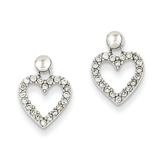 0.3 Carat 14K White Gold Diamond Heart Dangle Earrings
