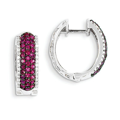 1.5 Carat 14K White Gold Diamond & Ruby Earrings
