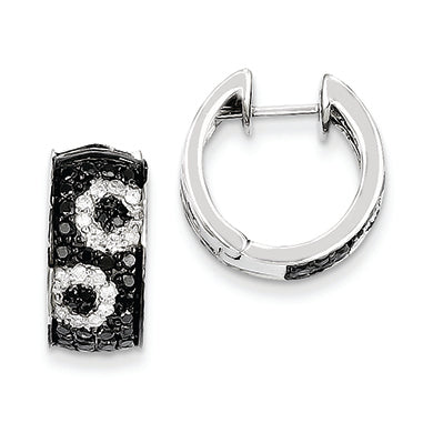 1.1 Carat 14K White Gold Diamond 7.4mm Hinged Hoop Earrings