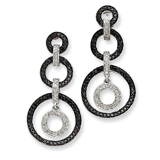 1 Carat 14K White Gold Diamond Circle Dangle Post Earrings