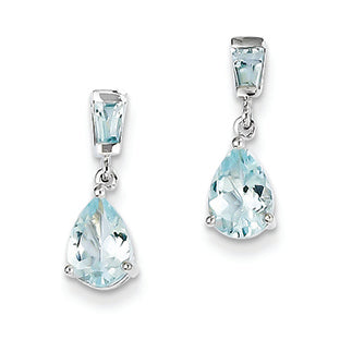 1.3 Carat 14K White Gold Aquamarine Dangle Earrings
