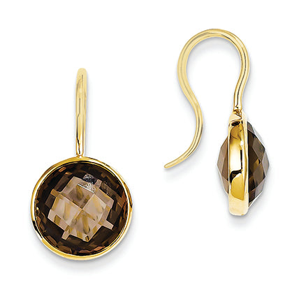7.8 Carat 14K Gold Smokey Smokey Quartz Earrings
