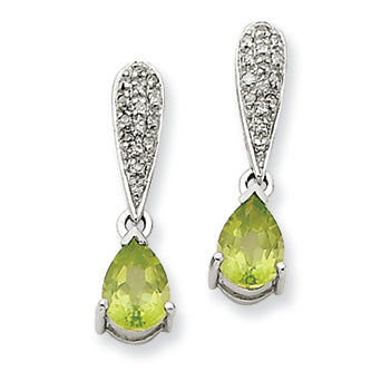 1.7 Carat 14K White Gold Peridot & Diamond Dangle Post Earrings