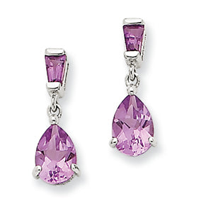 1.3 Carat 14K White Gold Amethyst Dangle Post Earrings