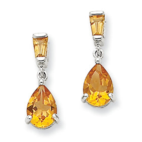 1.3 Carat 14K White Gold Citrine Dangle Post Earrings