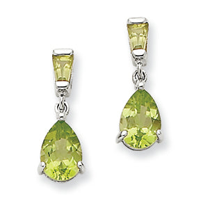 1.5 Carat 14K White Gold Peridot Dangle Post Earrings