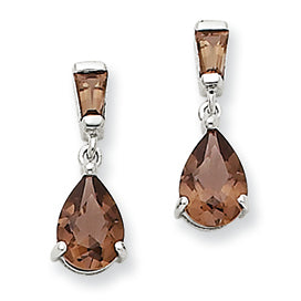 1.3 Carat 14K White Gold Smokey Quartz Dangle Post Earrings