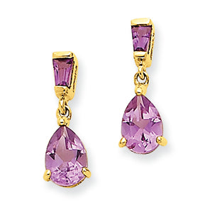 1.3 Carat 14K Gold Amethyst Dangle Post Earrings