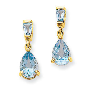 1.8 Carat 14K Gold Blue Topaz Dangle Post Earrings