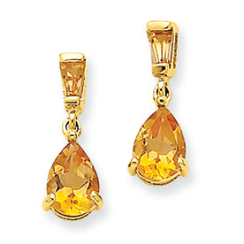 1.3 Carat 14K Gold Citrine Dangle Post Earrings
