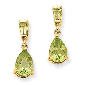 1.5 Carat 14K Gold Peridot Dangle Post Earrings
