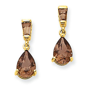 1.3 Carat 14K Gold Smokey Topaz Post Earrings