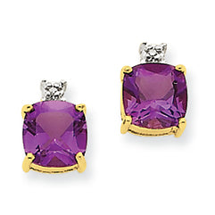 2 Carat 14K Gold Amethyst & Diamond Post Earrings