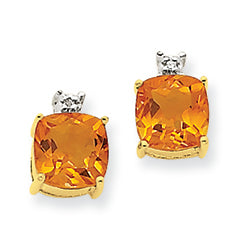 1.9 Carat 14K Gold Citrine & Diamond Post Earrings