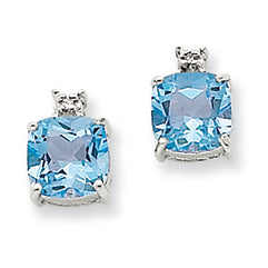 2.3 Carat 14K White Gold Blue Topaz & Diamond Post  Earrings