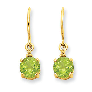 1.8 Carat 14K Gold Peridot & Diamond Dangle Earrings