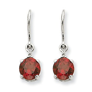 2 Carat 14K White Gold Garnet & Diamond Dangle Earrings