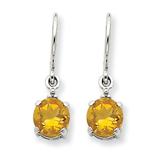 1.5 Carat 14K White Gold Citrine & Diamond Dangle Earrings